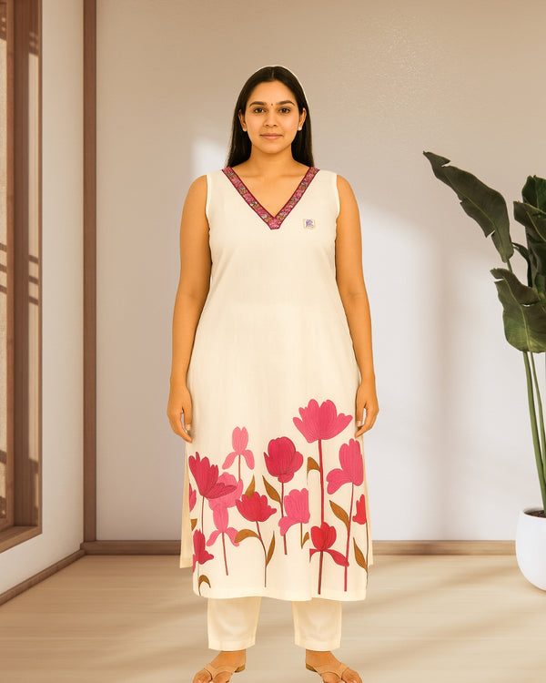 Ivory Bloom Kurti Set