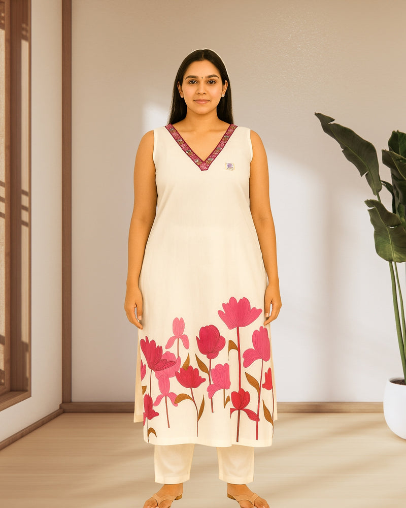 Ivory Bloom Kurti Set